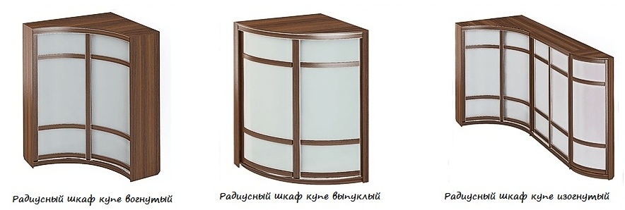 Основные виды радиусных шкафов 